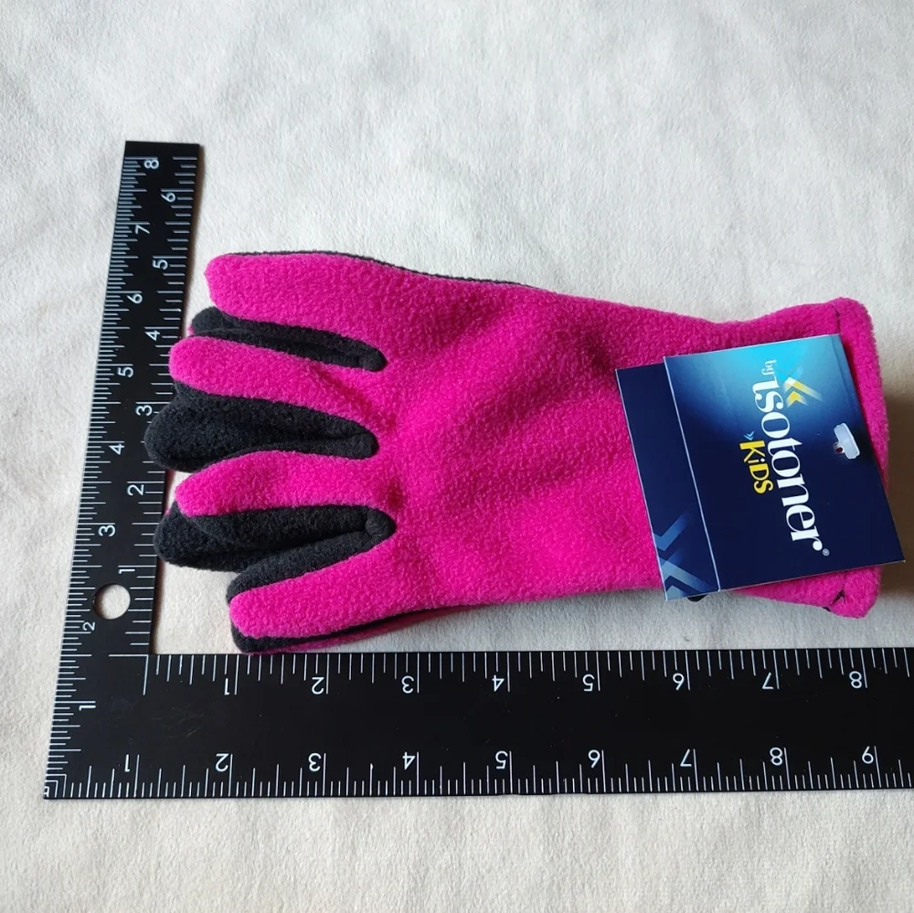 By Isotoner Kids Gloves Pink Black, NWT, One Size Winter Accessories